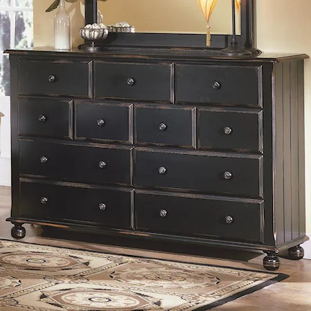 Black Eleven Drawer Dresser